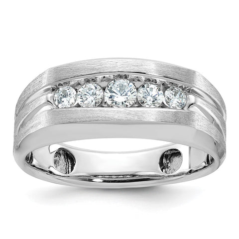 Men's 9mm 14K White Gold 5-Stone 1/2 Ctw Diamond Tapered Band