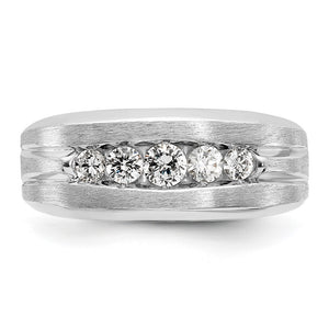 Men's 9mm 14K White Gold 5-Stone 1/2 Ctw Diamond Tapered Band