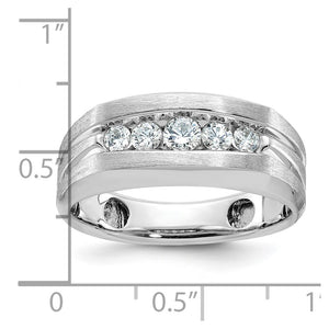 Men's 9mm 10K White Gold 5-Stone 1/2 Ctw Diamond Tapered Band