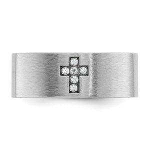Men's 14K White Gold 1/20 Ctw Diamond Cross Standard Fit Band