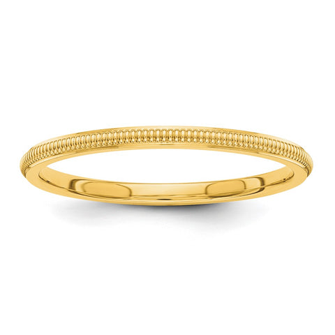 1.14K Yellow, White or Rose Gold Milgrain Standard Fit Band