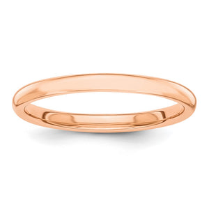 14K Yellow, White or Rose Gold Polished Domed Standard Fit Band