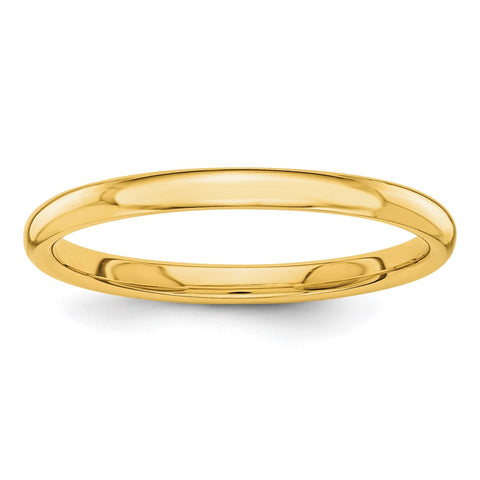 14K Yellow, White or Rose Gold Polished Domed Standard Fit Band