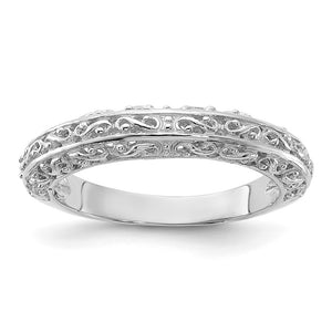 14K Yellow or White Gold Filigree Tapered Band