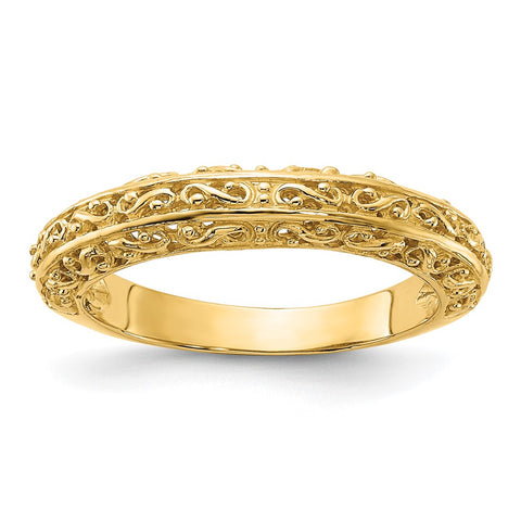 14K Yellow or White Gold Filigree Tapered Band