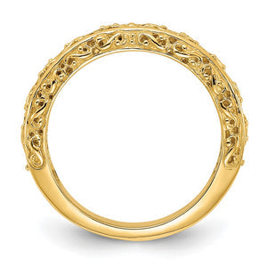 14K Yellow or White Gold Filigree Tapered Band