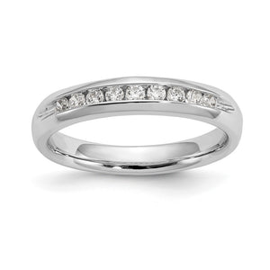 14K White Gold 1/8 to 1/2 Ctw Diamond 9-Stone Channel Tapered Band