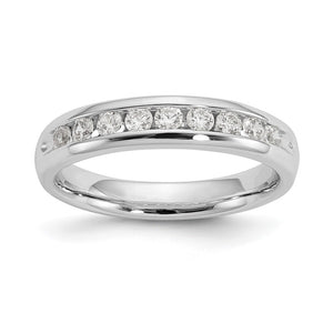 14K White Gold 1/8 to 1/2 Ctw Diamond 9-Stone Channel Tapered Band