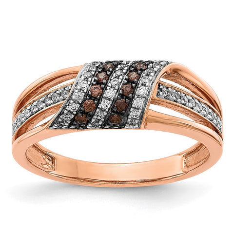 14K Rose Gold 1/3 Ctw Two-Tone Diamond Split Shank Tapered Band