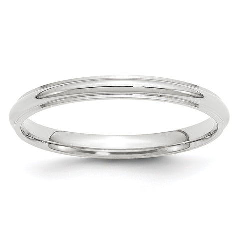 2.to 10K White Gold Half Round Ridged Edge Standard Fit Band