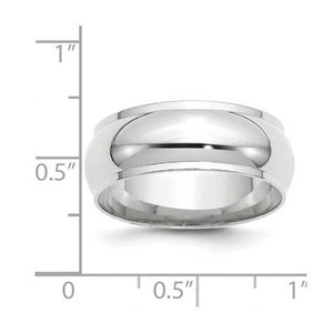10K Yellow or White Gold Half Round Ridged Edge Standard Fit Band