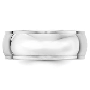 14K Yellow or White Gold Half Round Ridged Edge Standard Fit Band