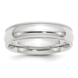 10K White or Yellow Gold Half Round Milgrain Comfort Fit Band