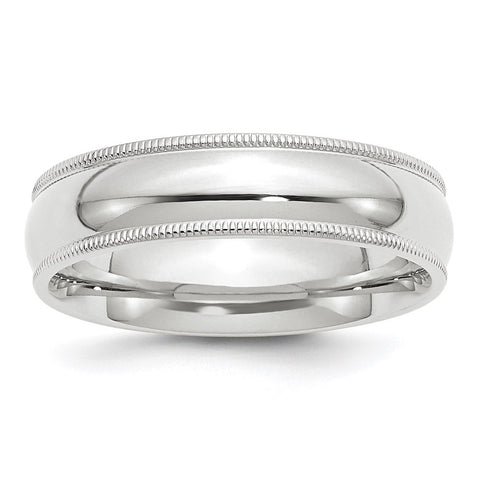 10K White or Yellow Gold Half Round Milgrain Comfort Fit Band