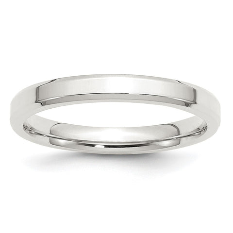3mm Sterling Silver Polished Beveled Edge Comfort Fit Band