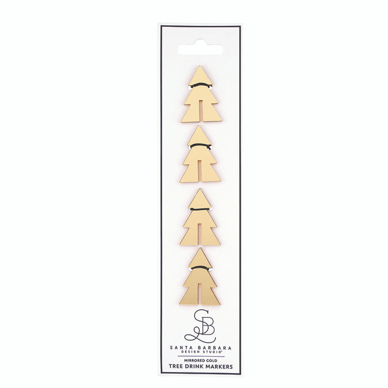 Mirrored Gold Tree Drink Markers - Set of 4