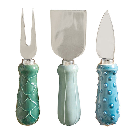 Ceramic Cheese Knives - Blue - Set of 3