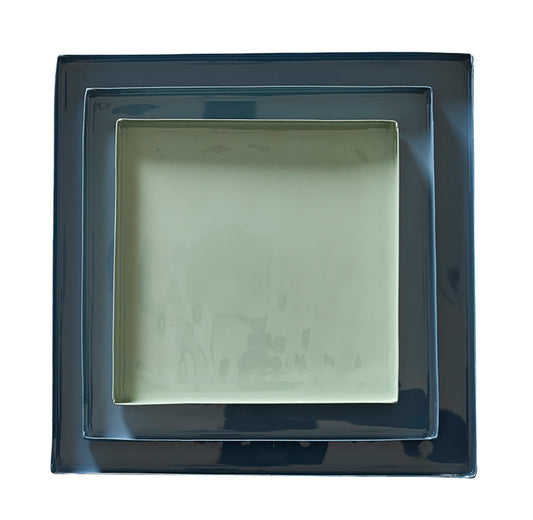 Nested Blue Enamel Blue Square Trays - Set of 3