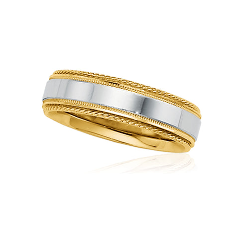 14k Two-Tone Gold Unisex Comfort Fit Band