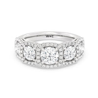 Elegance Round Five Stone Halo Anniversary Ring