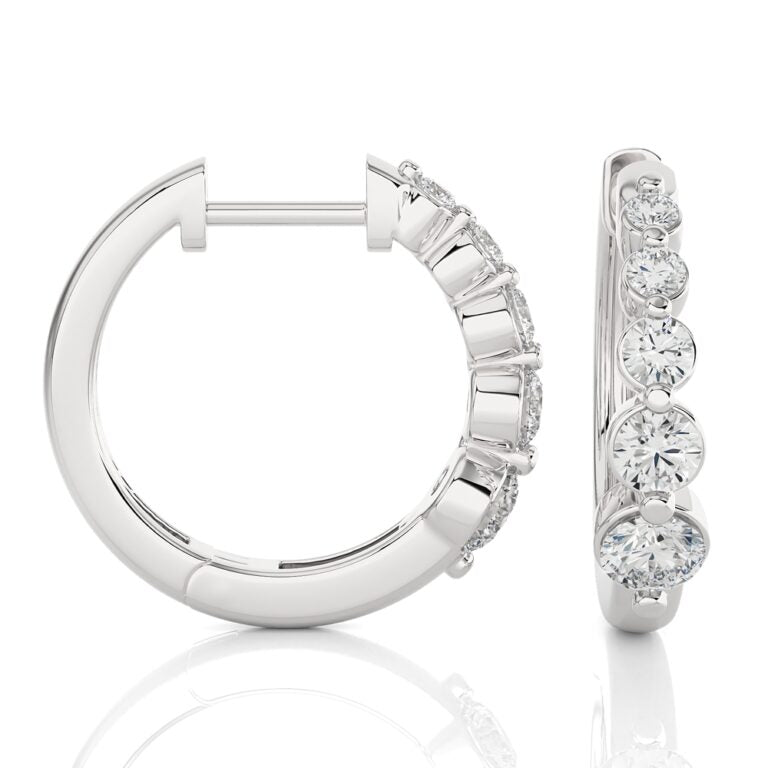 Lab Grown Graduating Five Stone Diamond Huggie Earrings