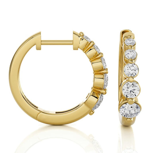 Lab Grown Graduating Five Stone Diamond Huggie Earrings