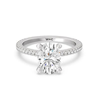 2 3/4 cttw Oval Cut Petite French Set Diamond Engagement Ring