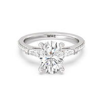 2 3/4 cttw Oval Cut Three Stone Tapered Baguette Diamond Engagement Ring