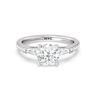 1 3/4 cttw Round Cut Three Stone Tapered Baguette Diamond Engagement Ring
