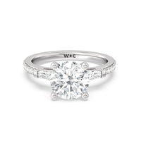 2 3/4 cttw Round Cut Three Stone Tapered Baguette Diamond Engagement Ring