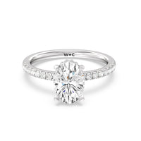 2 1/3 cttw Oval Cut Petite Pave Hidden Halo Engagement Ring