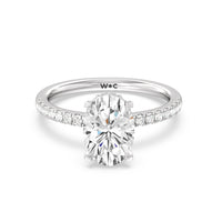2 3/4 cttw Oval Cut Petite Pave Hidden Halo Engagement Ring