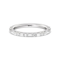 Elegance Baguette Halo Pave Diamond Wedding Band
