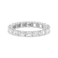 East-West Emerald Split Prong Studded Gallery Eternity Ring