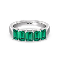 Five Stone Created Emerald Anniversary Ring