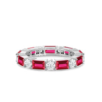 Geometric Sequence Created Ruby and Round Diamond Eternity Ring