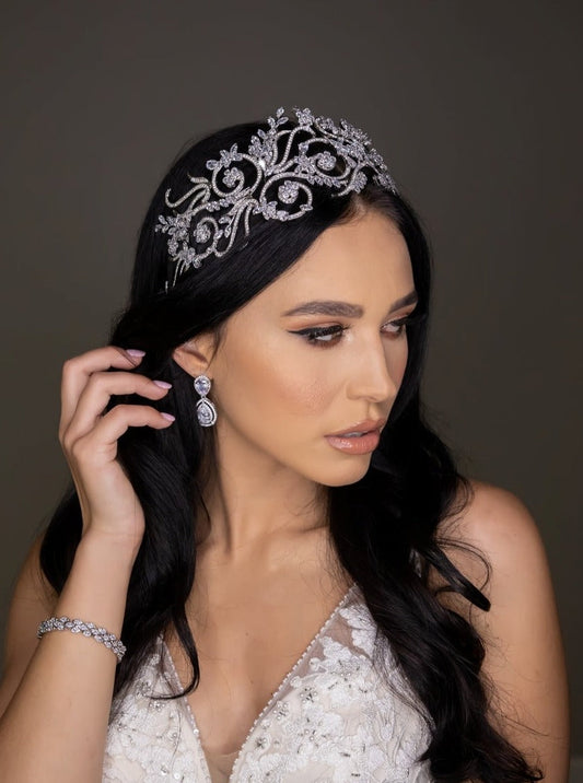 Reinita Swarovski Bridal Headband, Wedding Headpiece