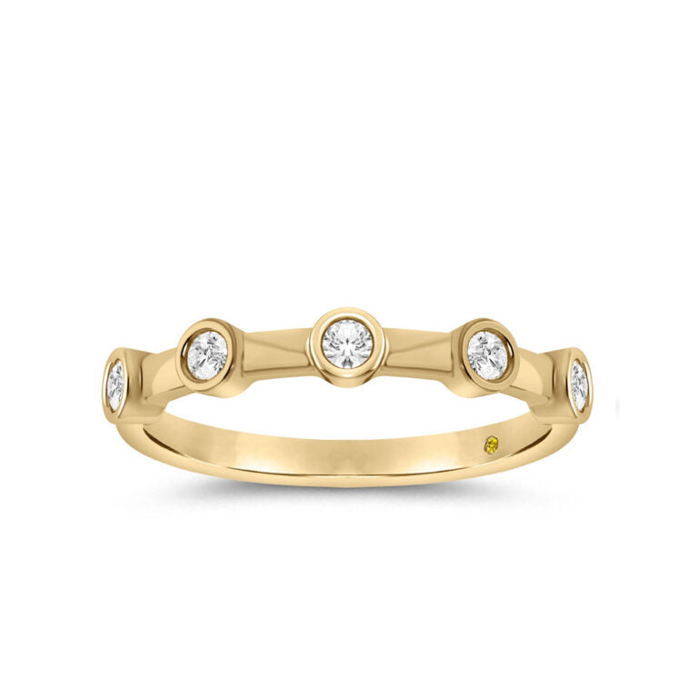 Echo Yellow Gold Lab Grown Five Stone Station Diamond Ring