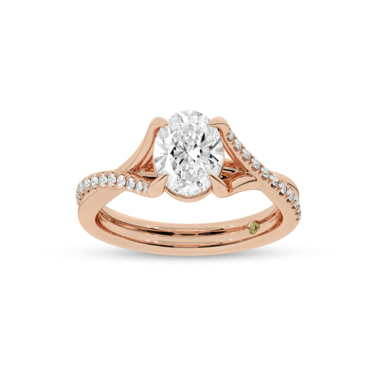 Lumen Twisted Pavé Shank Oval Lab Diamond Engagement Ring