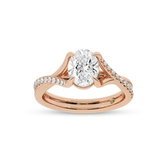 Lumen Twisted Pavé Shank Oval Lab Diamond Engagement Ring