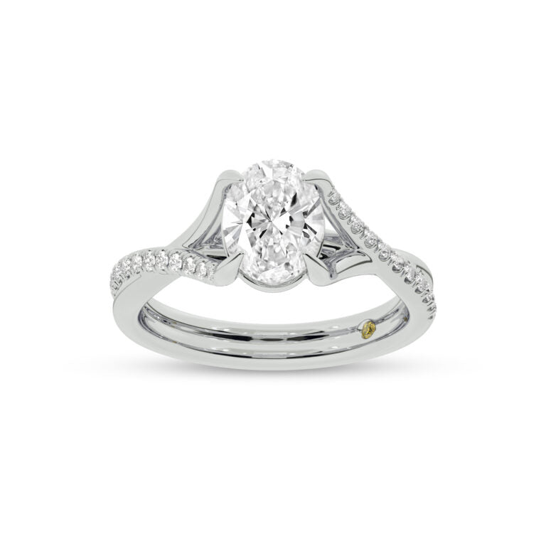 Lumen Twisted Pavé Shank Oval Lab Diamond Engagement Ring