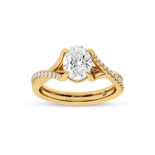 Lumen Twisted Pavé Shank Oval Lab Diamond Engagement Ring