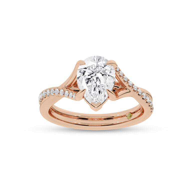 Lumen Twisted Pavé Shank Pear Shape Lab Diamond Engagement Ring