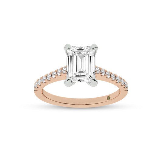 Destiny Half Coverage Emerald Cut Lab Diamond Engagement Ring