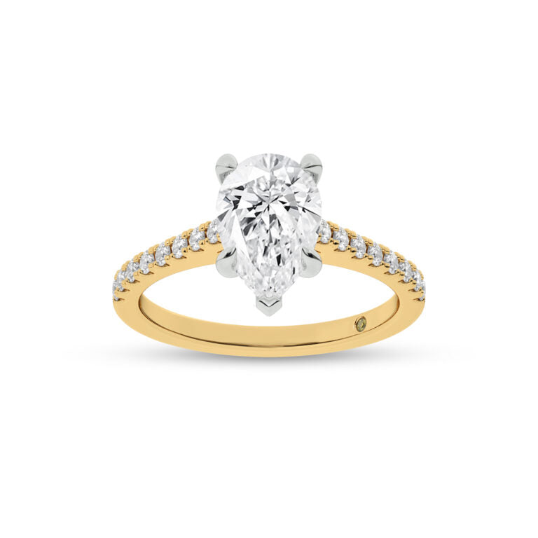 Destiny Half Coverage Pear Shape Lab Diamond Engagement Ring