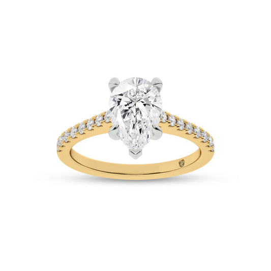 Destiny Half Coverage Pear Shape Lab Diamond Engagement Ring