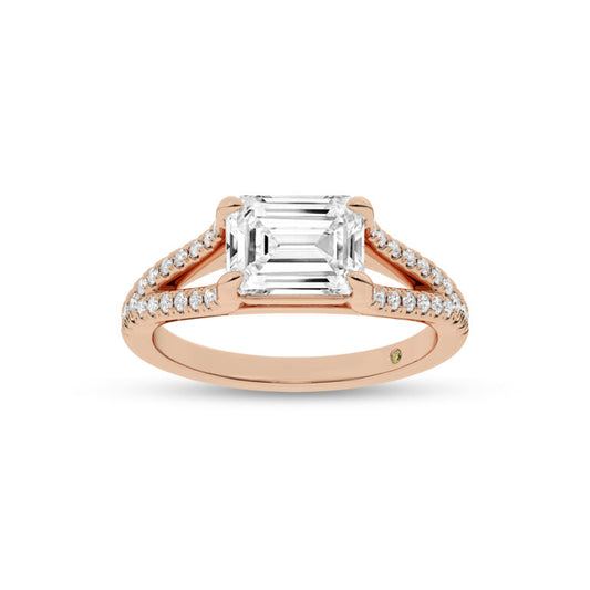 Delhi Split Shank Emerald Cut Lab Grown Diamond Engagement Ring