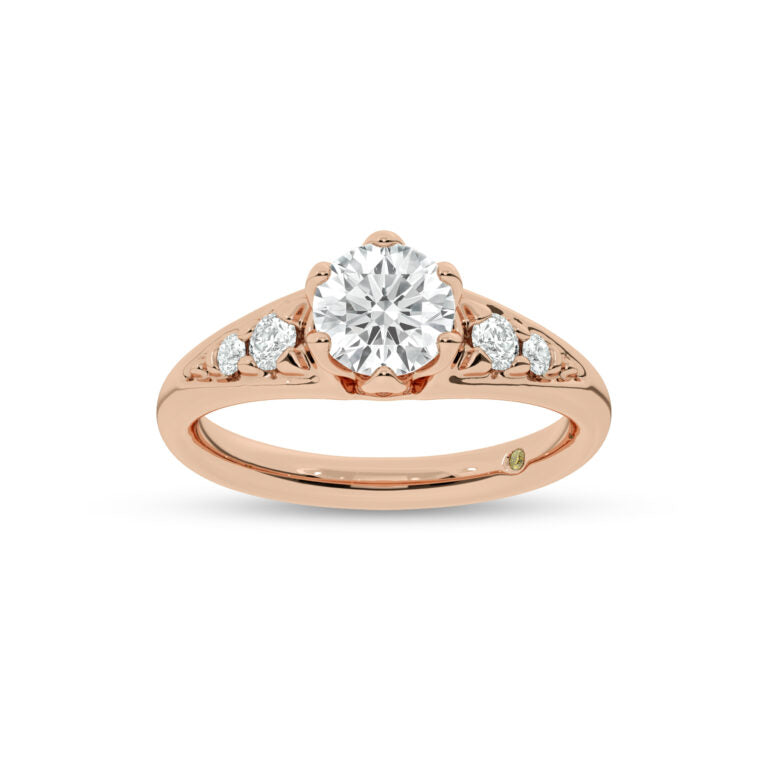 Lyon Tapered Pavé Round Lab Grown Diamond Engagement Ring