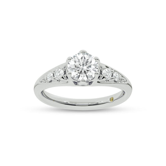 Lyon Tapered Pavé Round Lab Grown Diamond Engagement Ring
