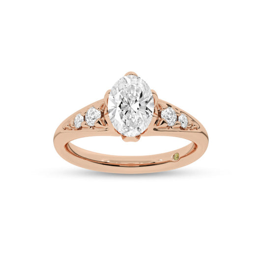 Lyon Tapered Pavé Oval Lab Grown Diamond Engagement Ring